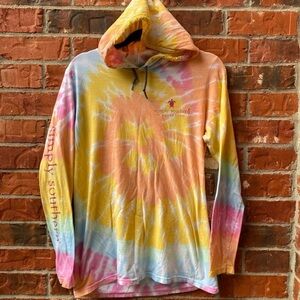 Simply Southern Medium Yellow Adoption Ambassador Tie Dye Long Sleeve Shirt